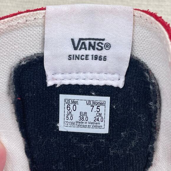 Vans Original Sk-8 Hi Shoe, Racing Red and White Leather Suede, Unisex, M6, W7.5 - Picture 2 of 12